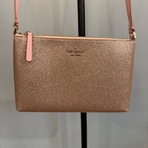 kate spade Joeley Glitter Crossbody Purse in Rose Gold